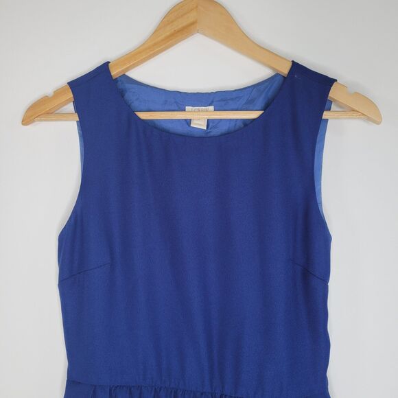 J CREW Royal Blue Mini Dress Size 0 Crepe Lined Sleeveless Pockets Twee - Picture 4 of 10